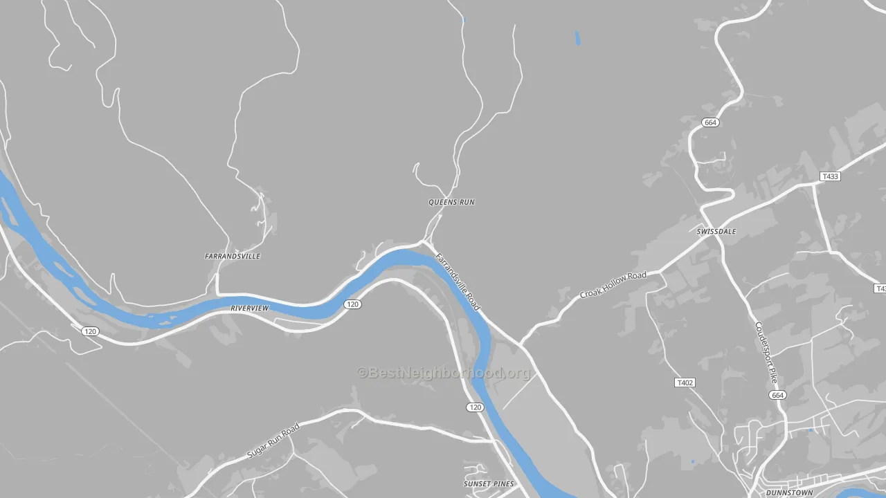 Transit Grade map of Queens Run, PA