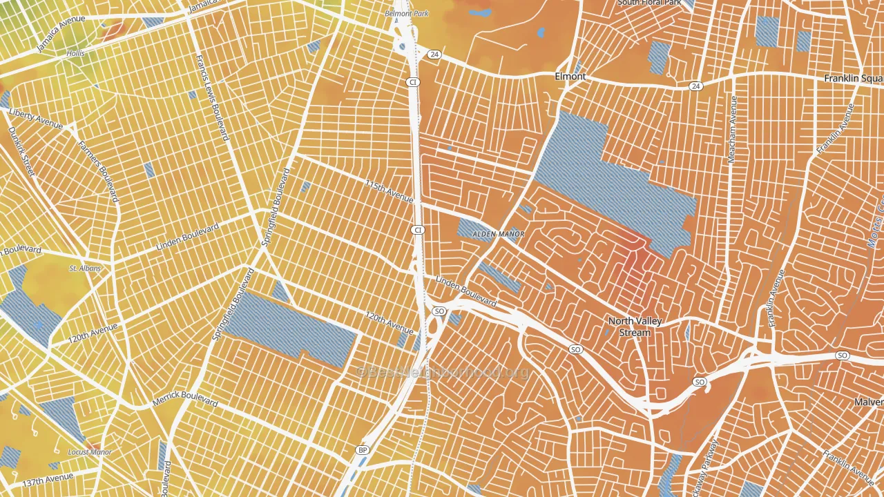 Transit Grade map of Queens Village, NY