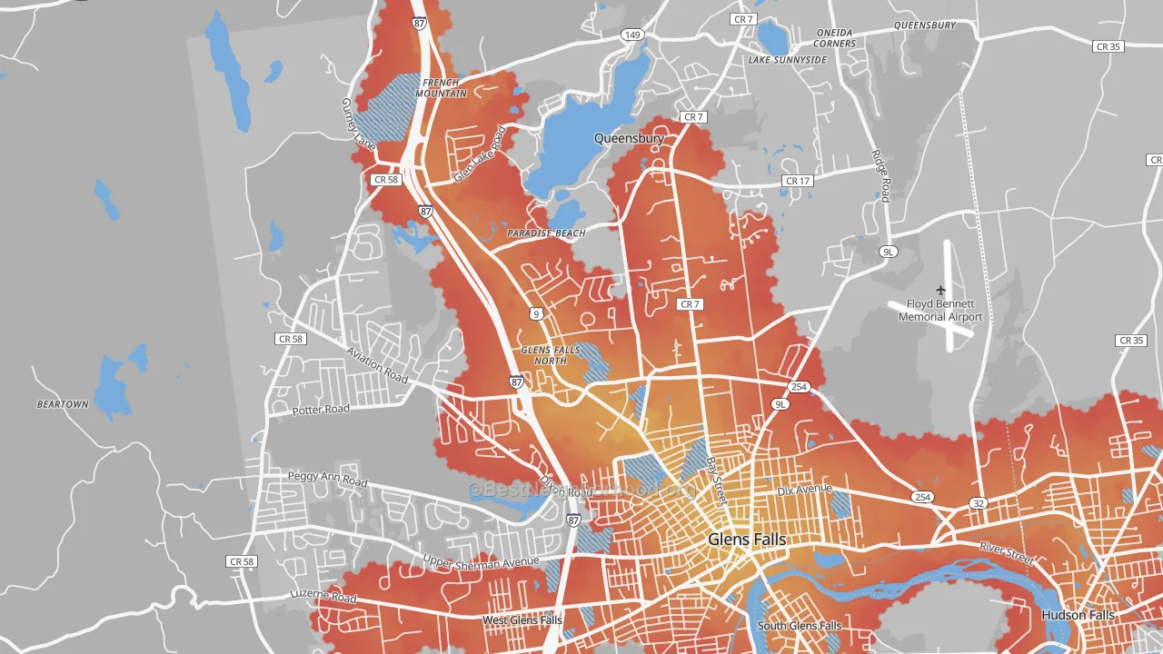 Transit Grade map of Queensbury, NY