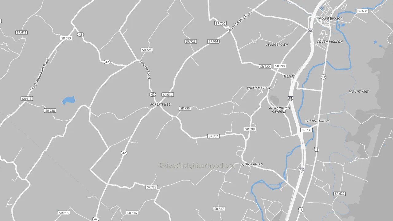 Transit Grade map of Quicksburg, VA