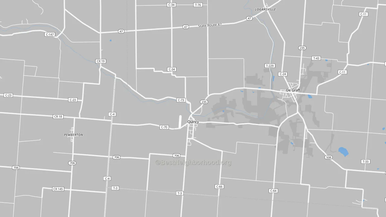 Transit Grade map of Quincy, OH