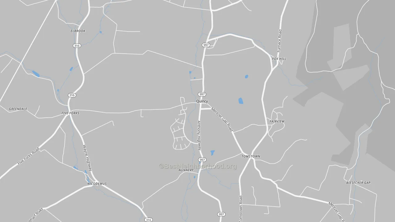 Transit Grade map of Quincy, PA