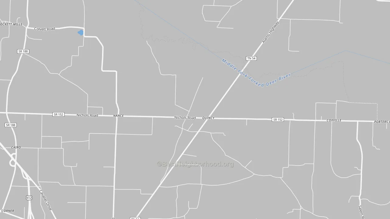 Transit Grade map of Quincy, TN