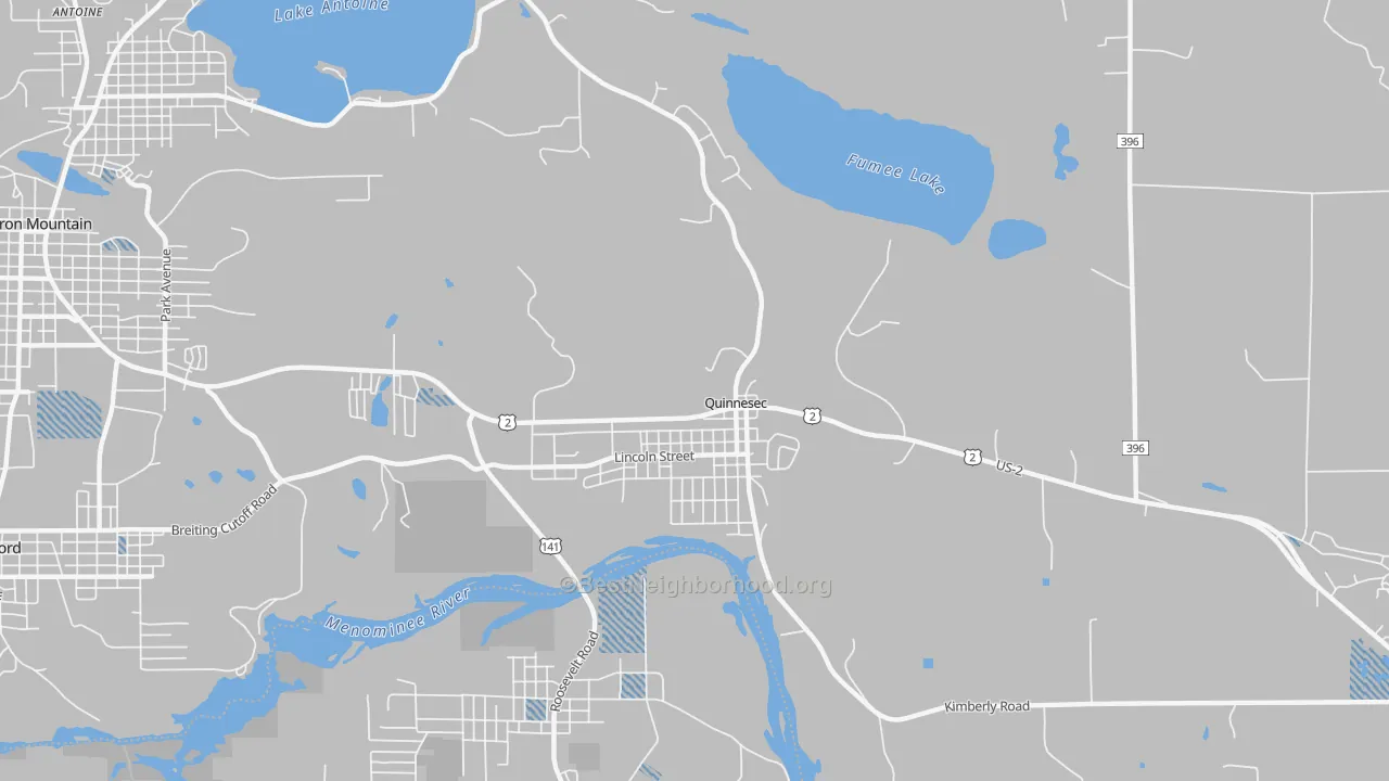 Transit Grade map of Quinnesec, MI
