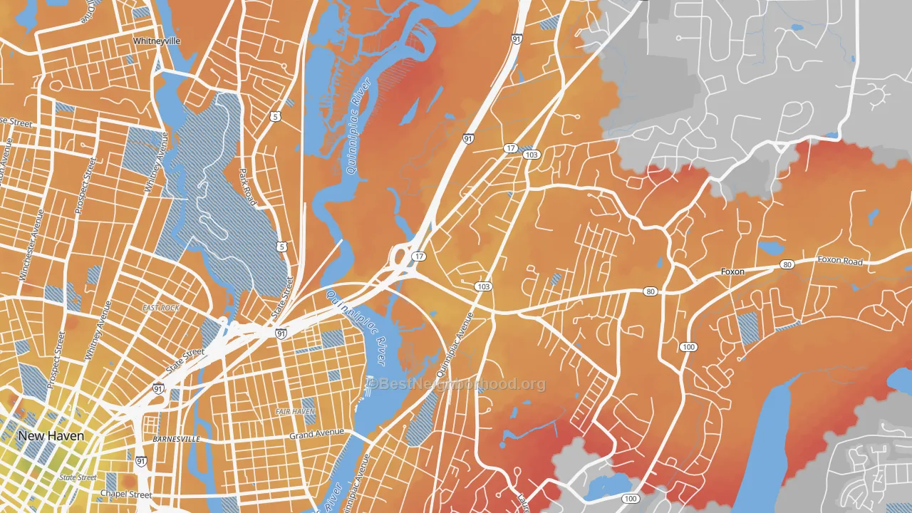 Transit Grade map of Quinnipiac Meadows, New Haven, CT