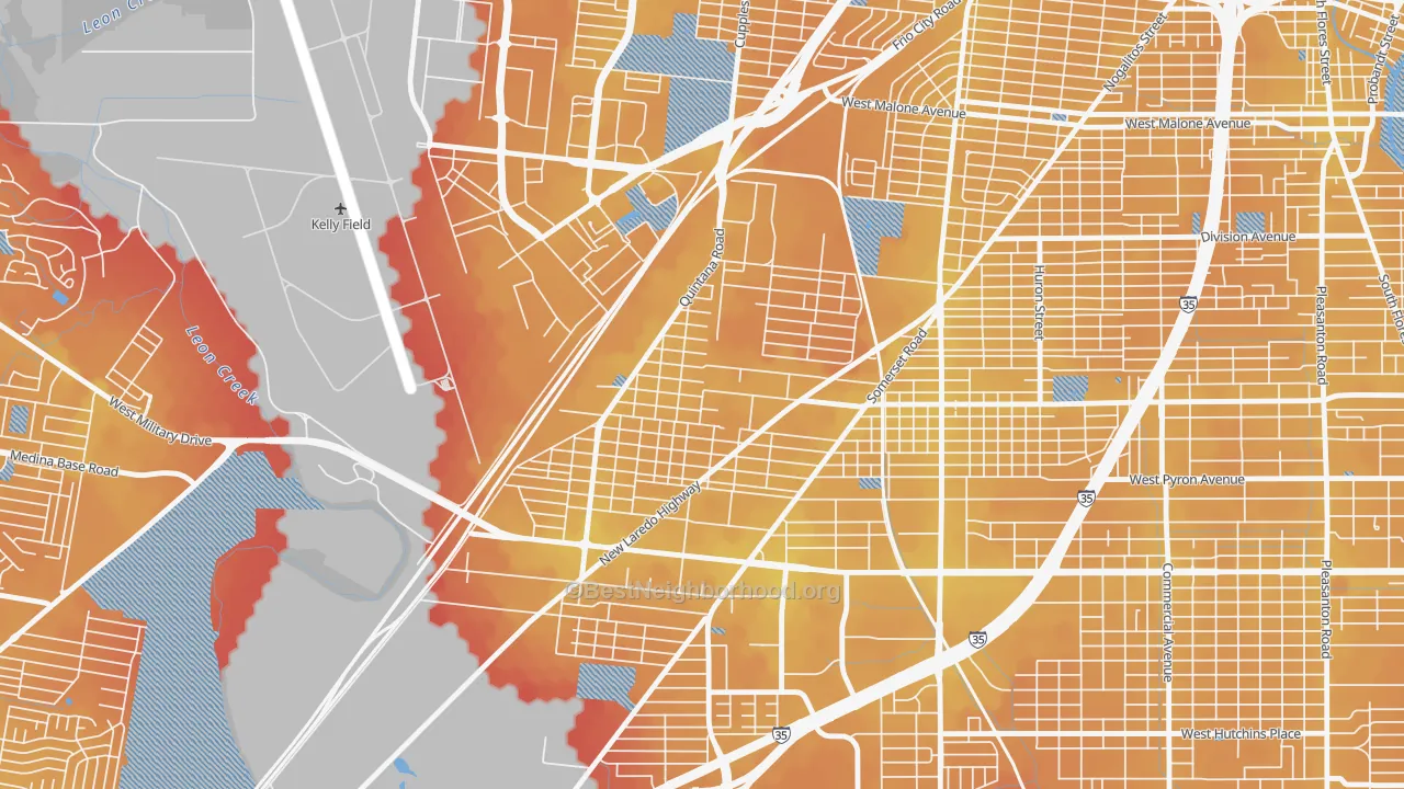 Transit Grade map of Quintana Community, San Antonio, TX
