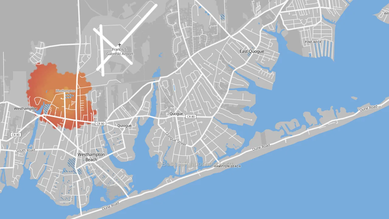 Transit Grade map of Quogue, NY