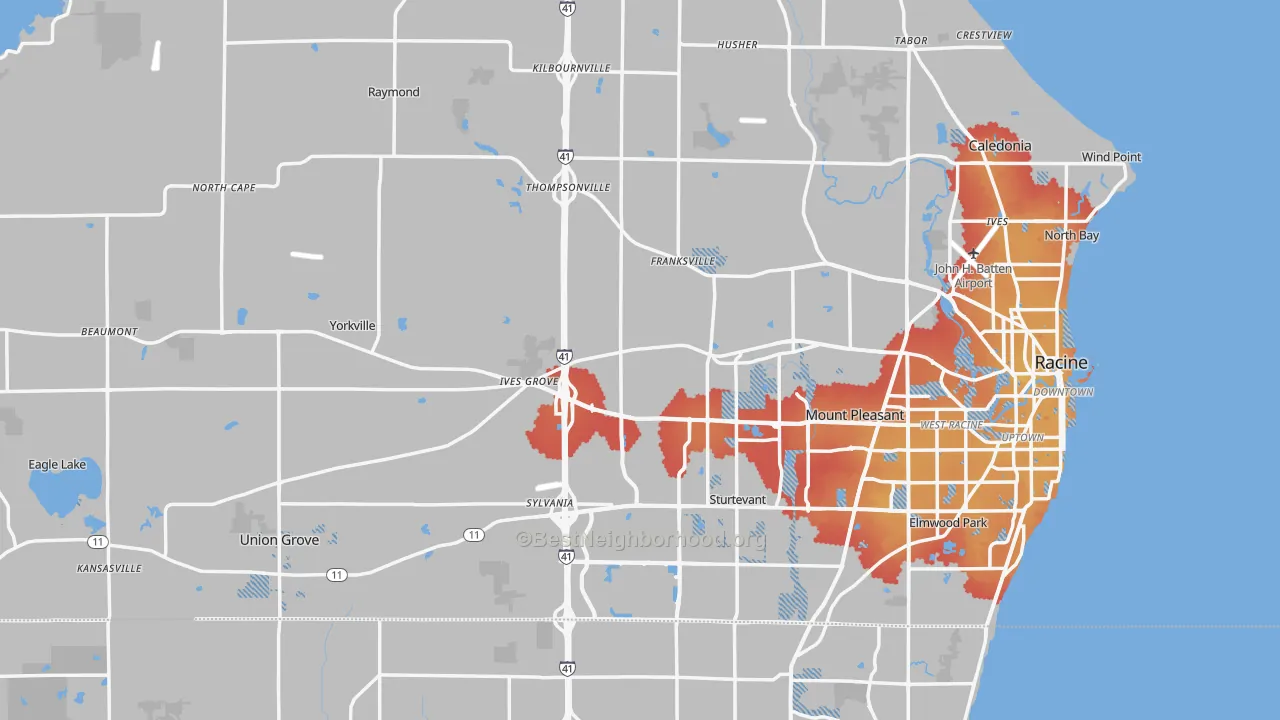 Transit Grade map of Racine County, WI