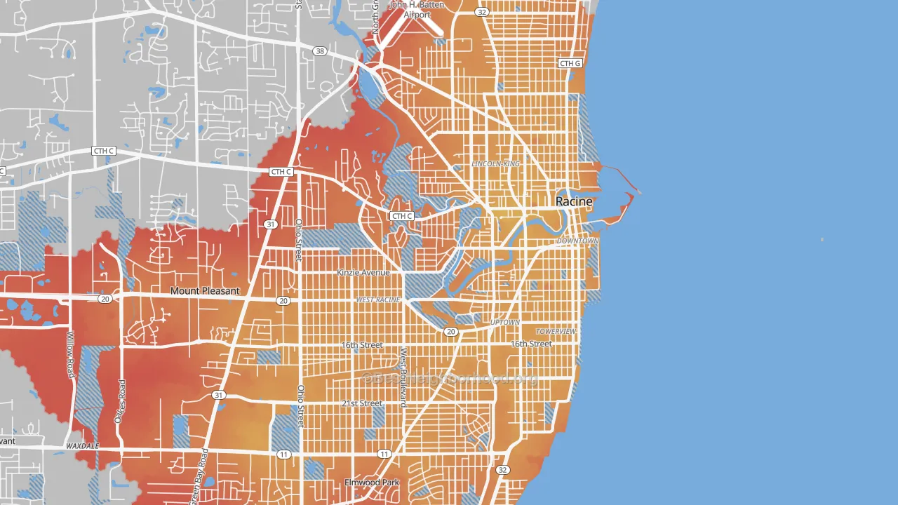 Transit Grade map of Racine, WI