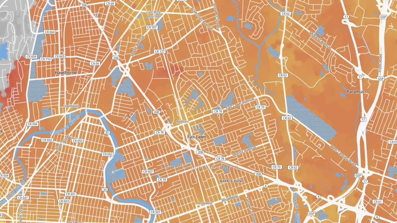 Transit Grade map of Radburn, Fair Lawn, NJ