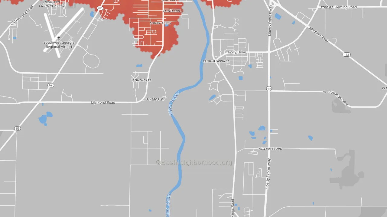 Transit Grade map of Radium Springs, GA