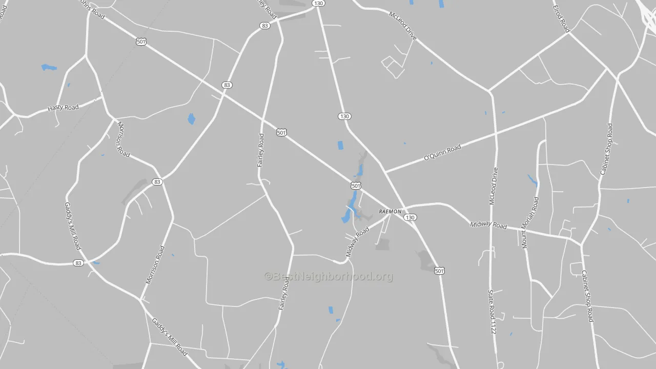 Transit Grade map of Raemon, NC