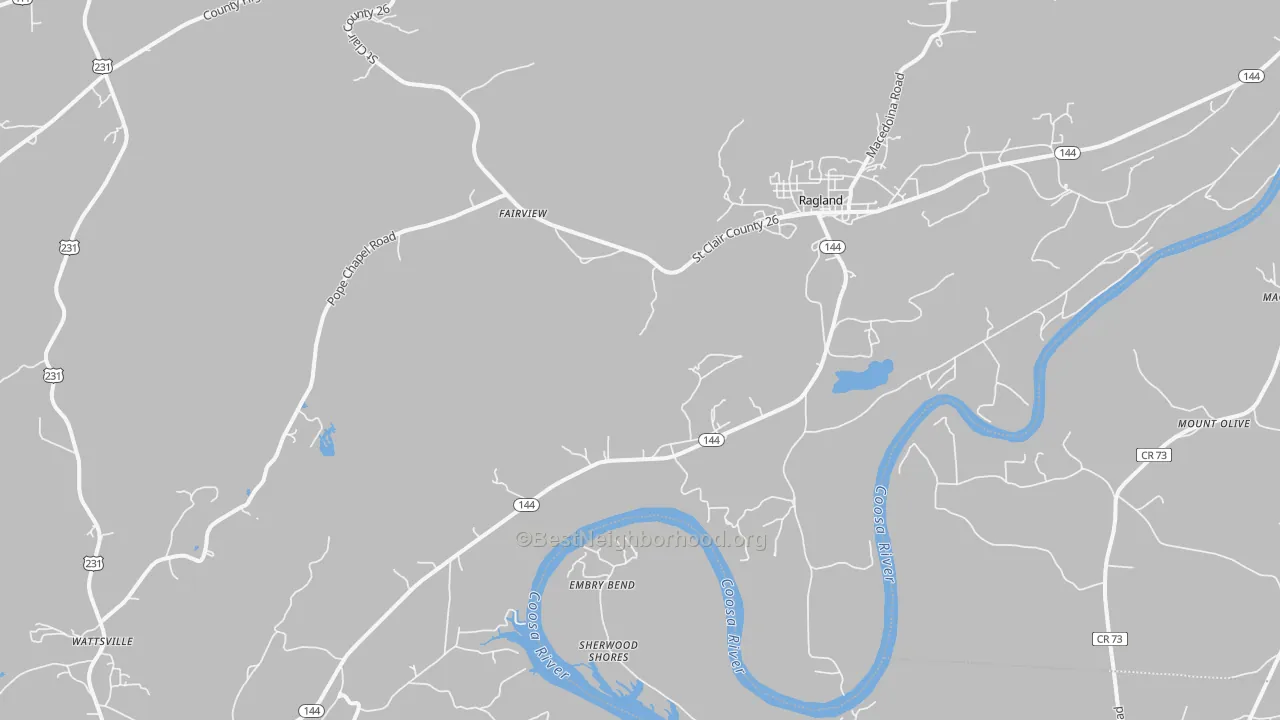 Transit Grade map of Ragland, AL