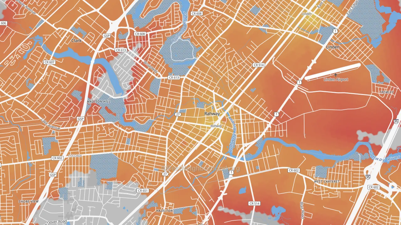 Transit Grade map of Rahway, NJ