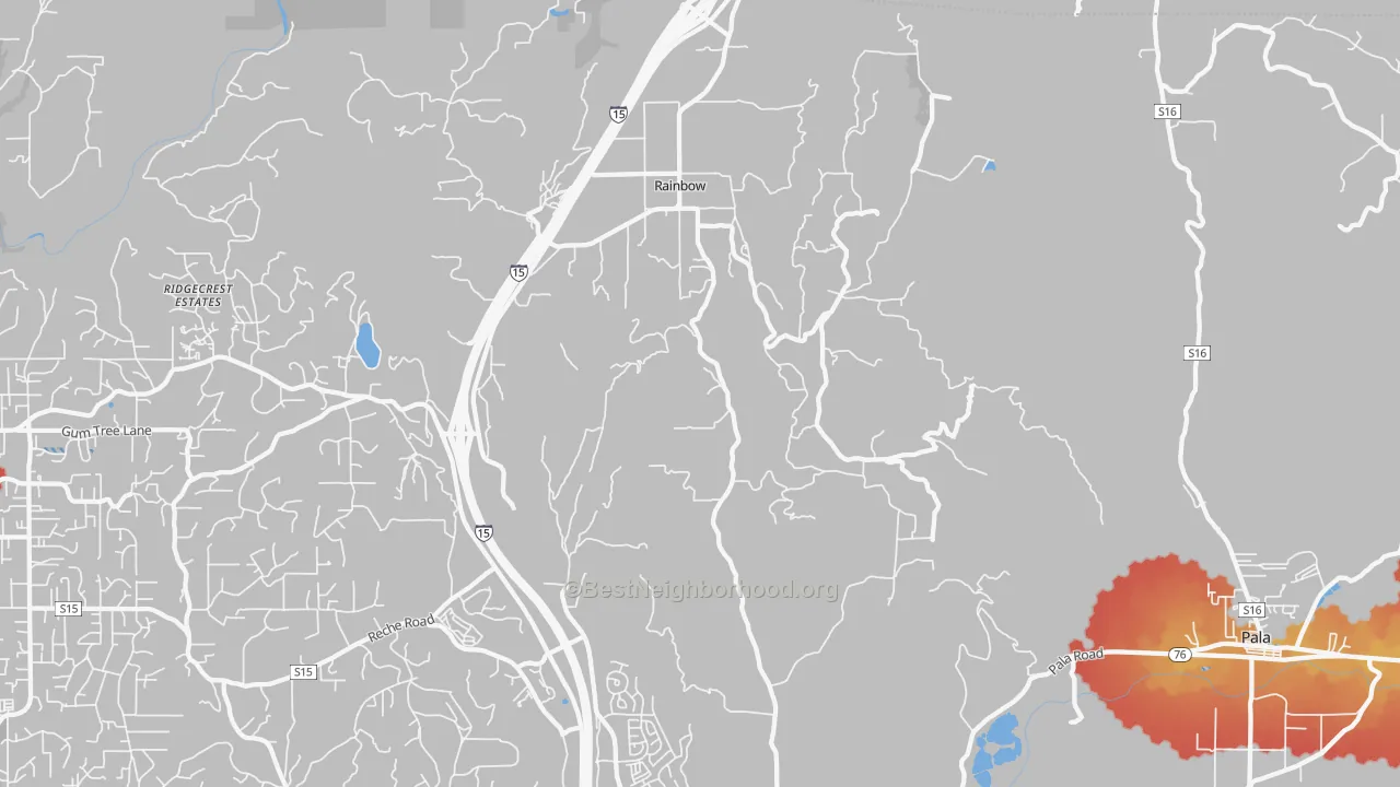 Transit Grade map of Rainbow, CA