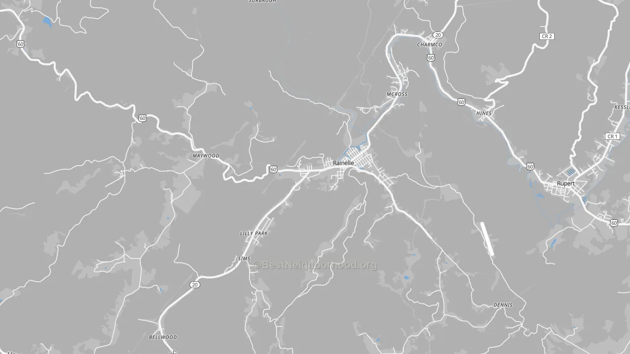 Transit Grade map of Rainelle, WV