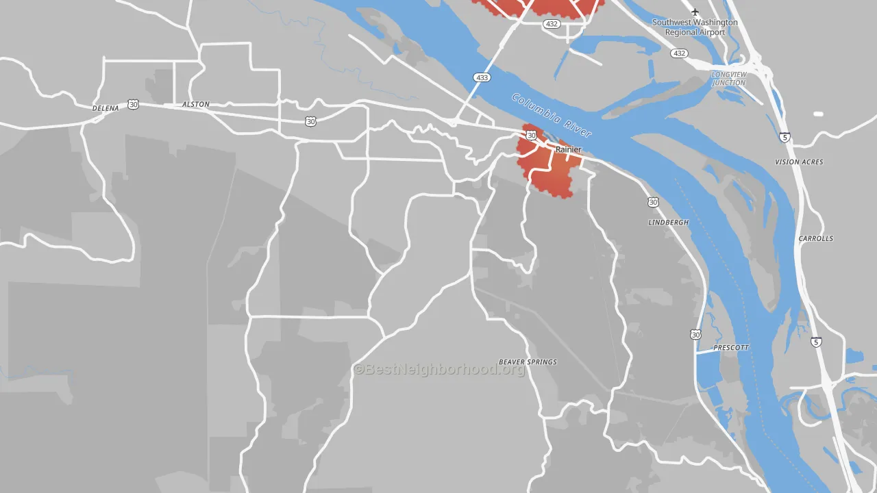 Transit Grade map of Rainier, OR