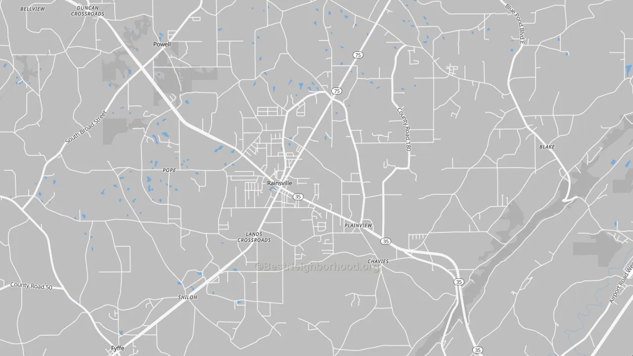 Transit Grade map of Rainsville, AL