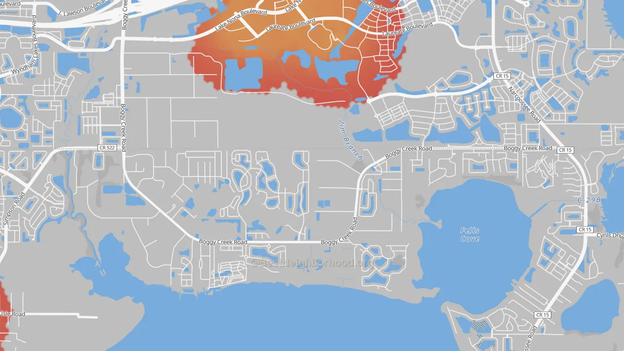 Transit Grade map of Raintree, Kissimmee, FL