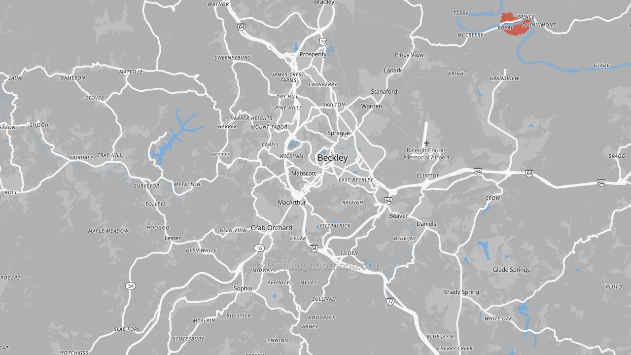 Transit Grade map of Raleigh County, WV