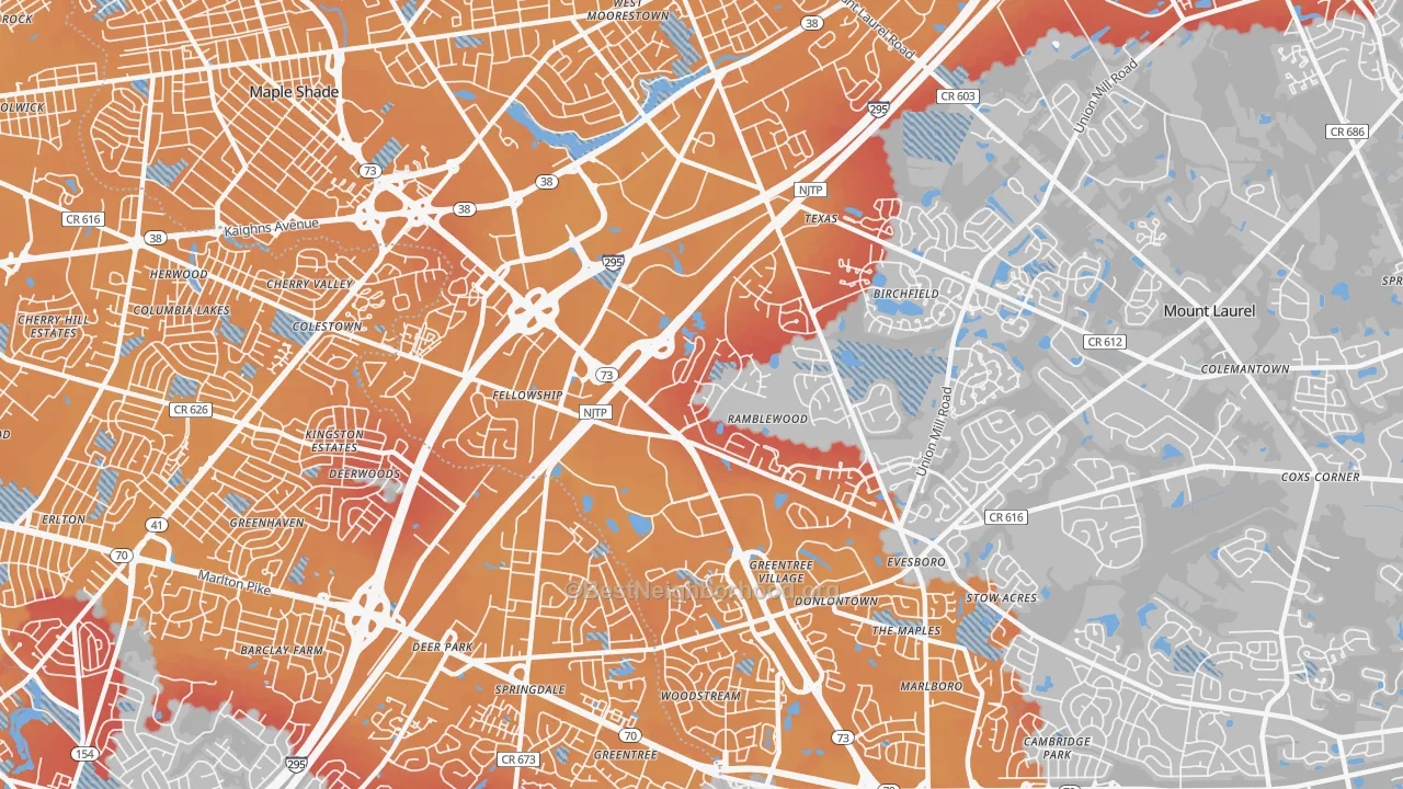 Transit Grade map of Ramblewood, NJ