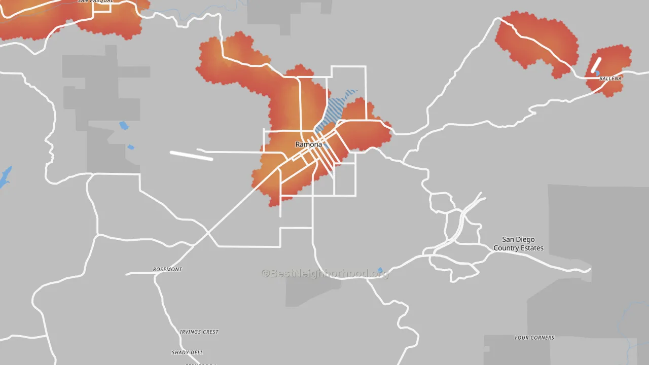 Transit Grade map of Ramona, CA