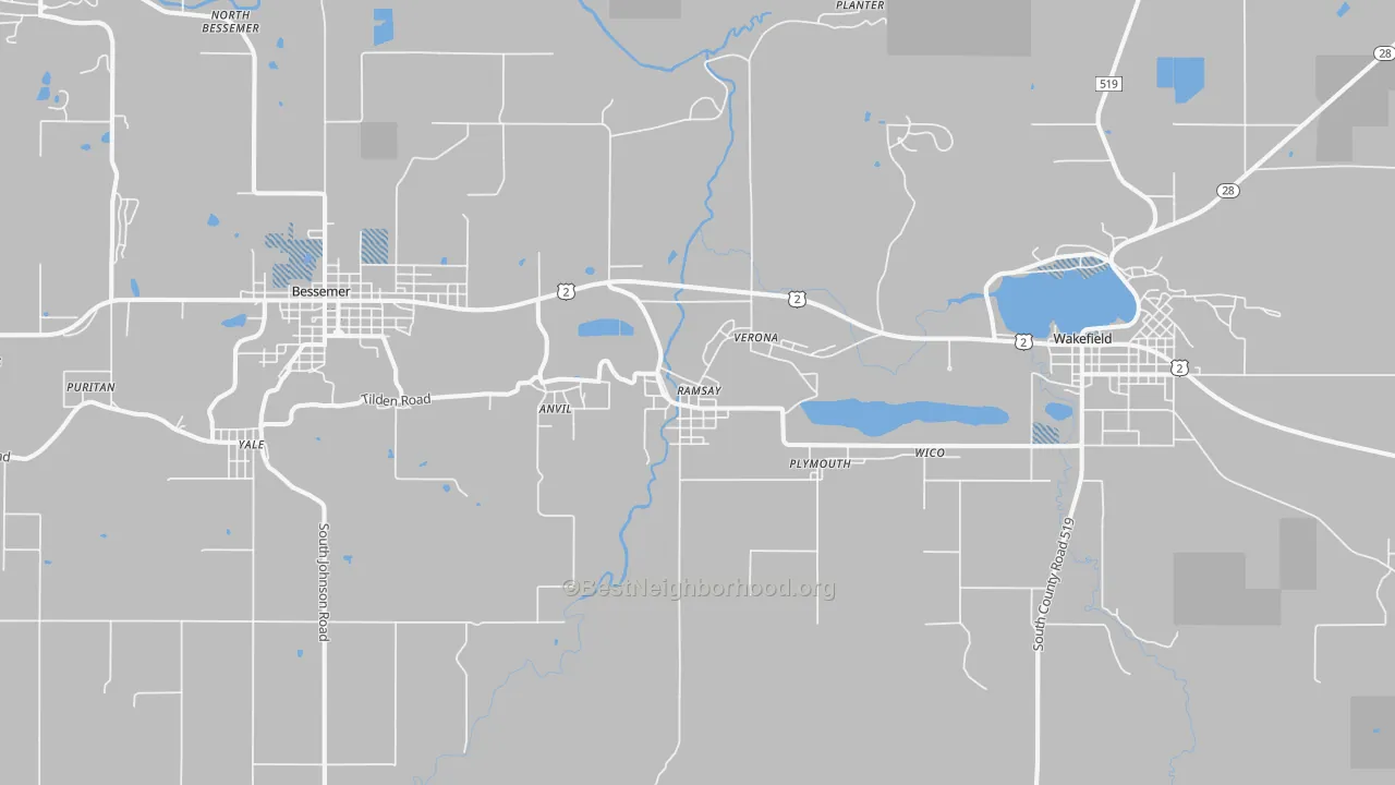 Transit Grade map of Ramsay, MI