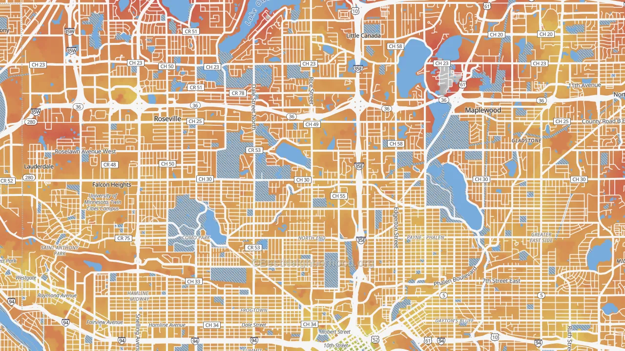 Transit Grade map of Ramsey County, MN