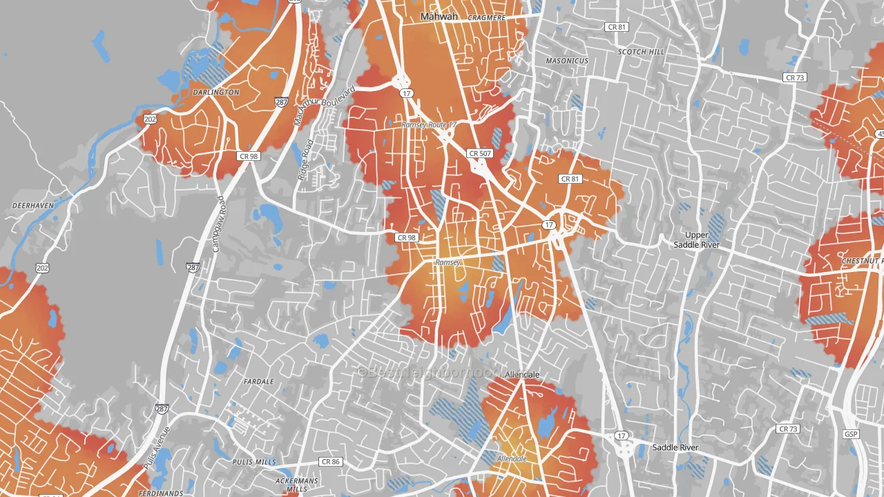 Transit Grade map of Ramsey, NJ