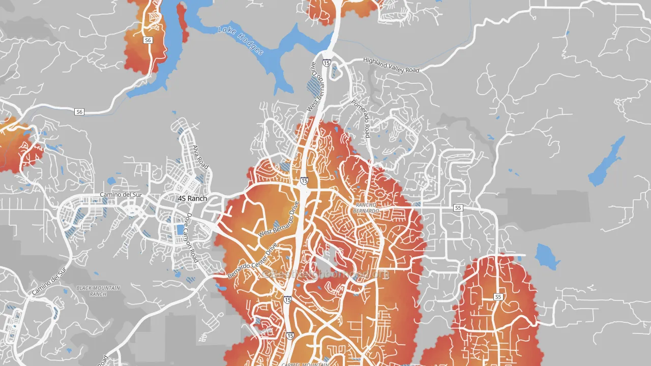 Transit Grade map of Rancho Bernadino, San Diego, CA