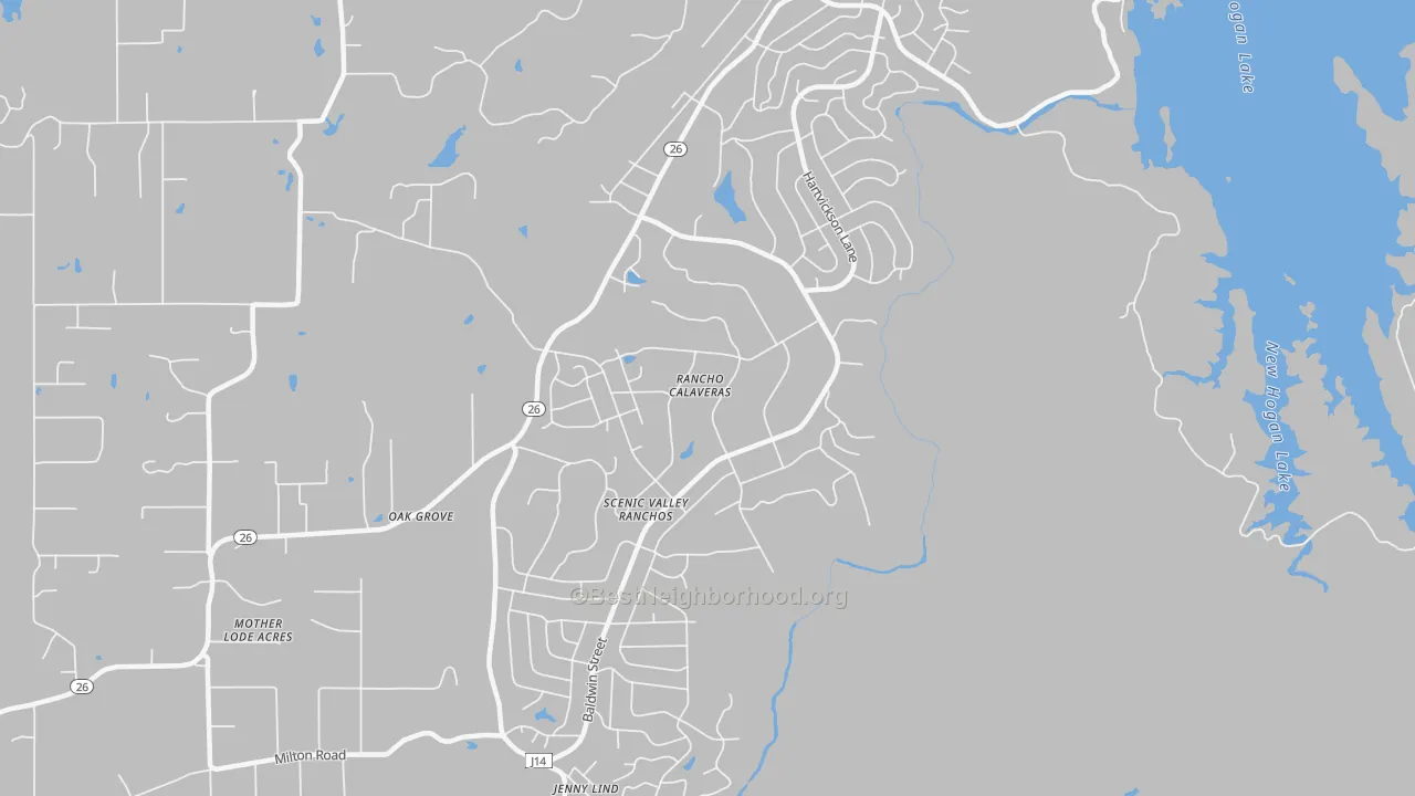 Transit Grade map of Rancho Calaveras, CA