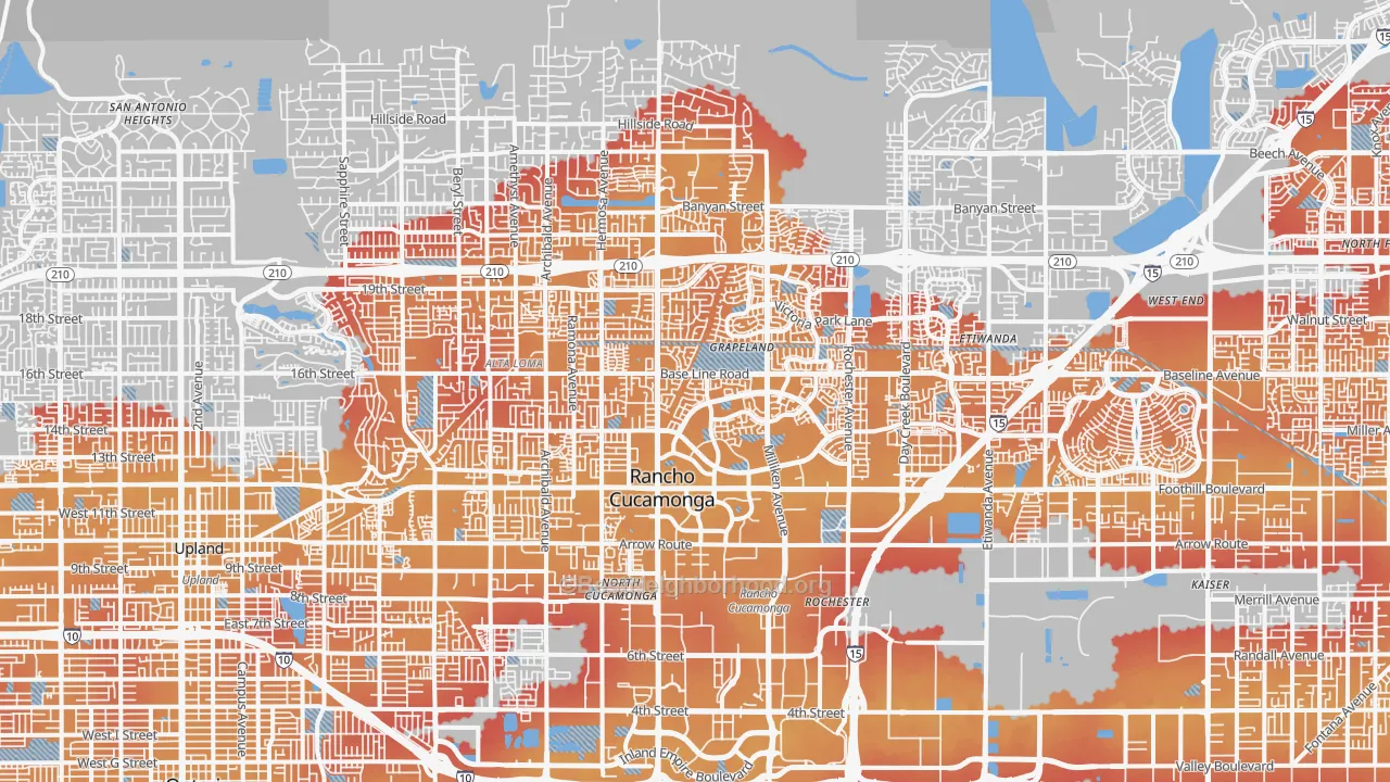 Transit Grade map of Rancho Cucamonga, CA