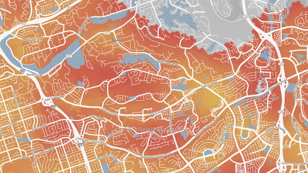 Transit Grade map of Rancho del Rey, Chula Vista, CA