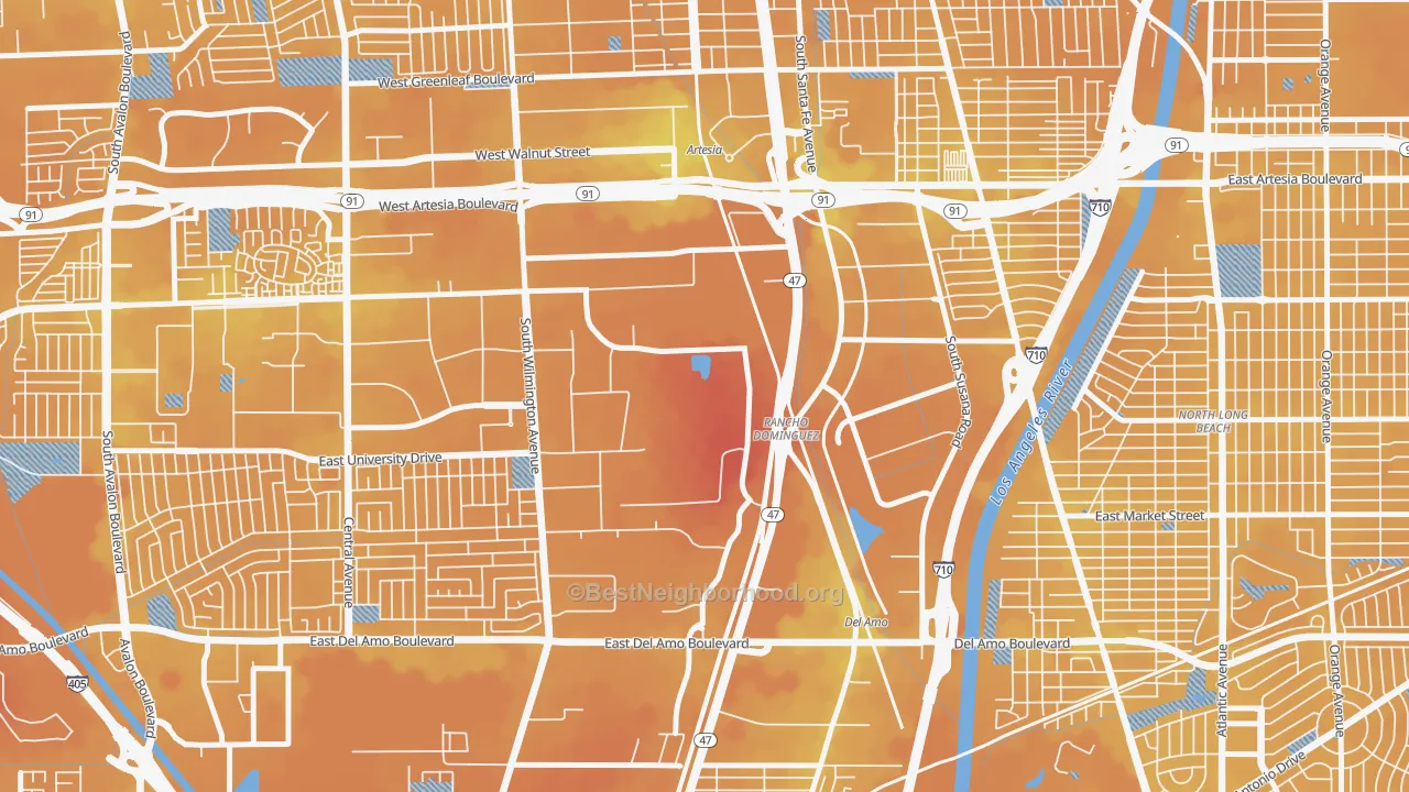 Transit Grade map of Rancho Dominguez, Compton, CA