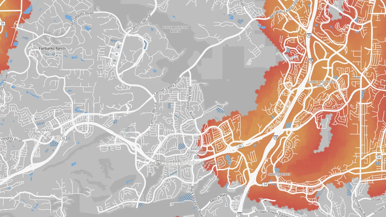 Transit Grade map of Rancho Penasquitos, San Diego, CA