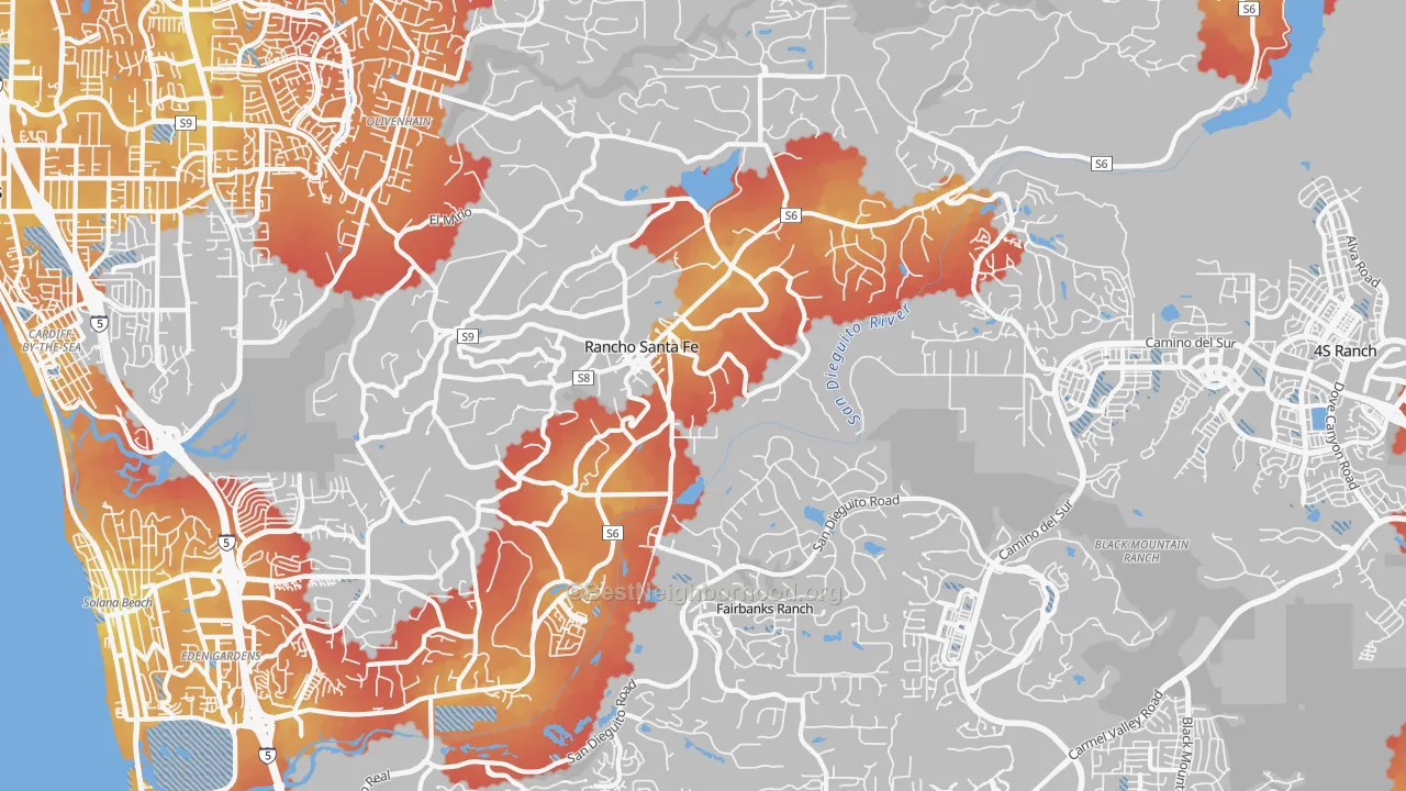 Transit Grade map of Rancho Santa Fe, CA