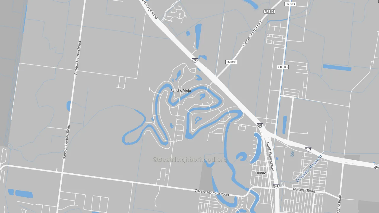 Transit Grade map of Rancho Viejo, TX