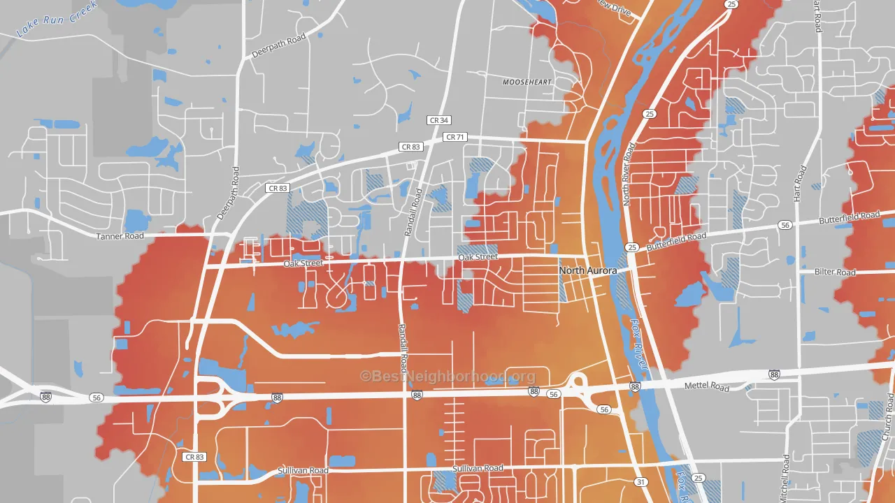 Transit Grade map of Randall Hills, North Aurora, IL