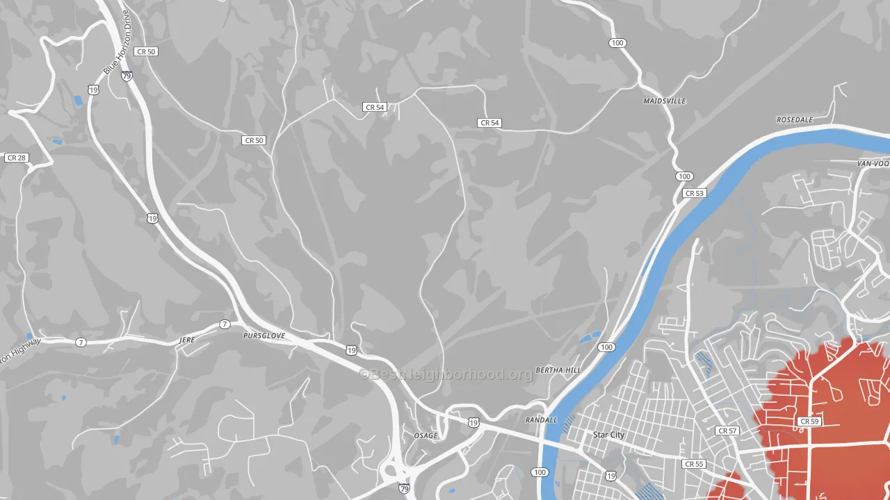 Transit Grade map of Randall, WV