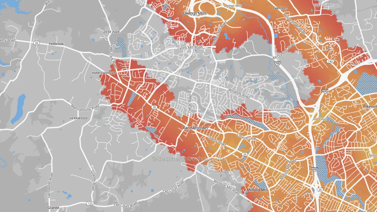 Transit Grade map of Randallstown, MD
