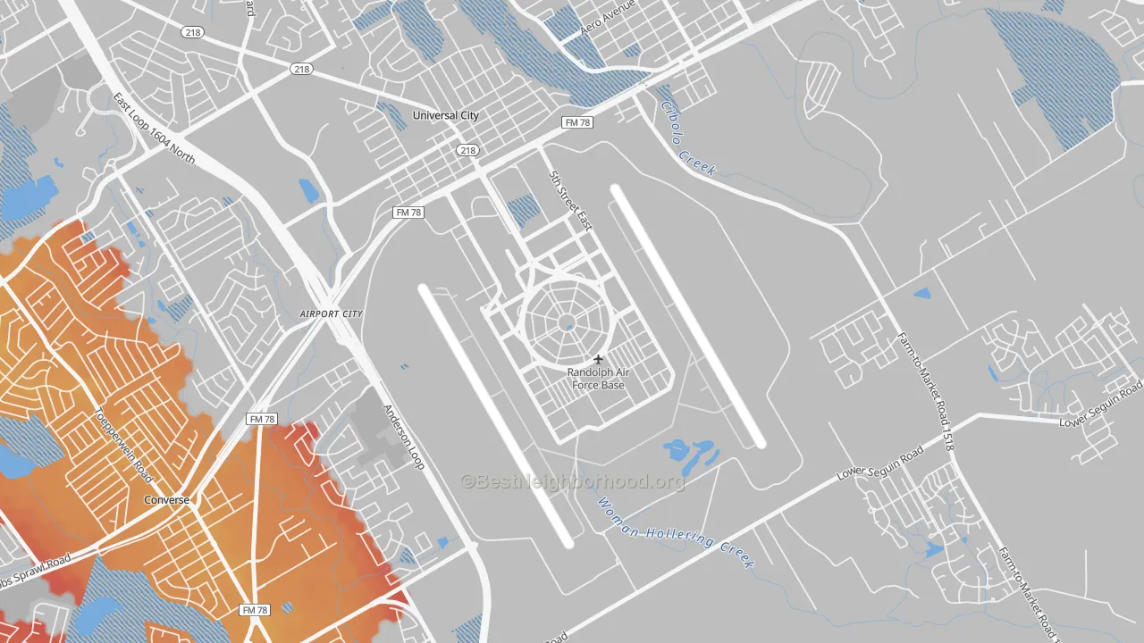Transit Grade map of Randolph AFB, TX