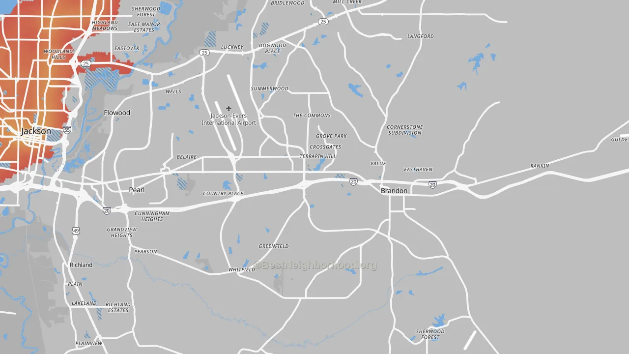 Transit Grade map of Rankin County, MS