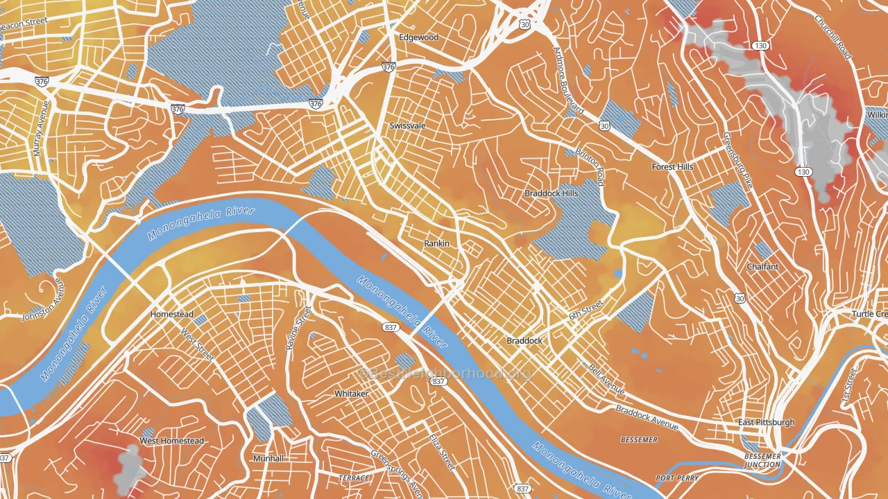 Transit Grade map of Rankin, PA