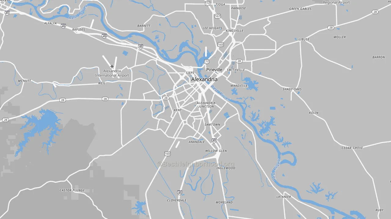 Transit Grade map of Rapides Parish, LA