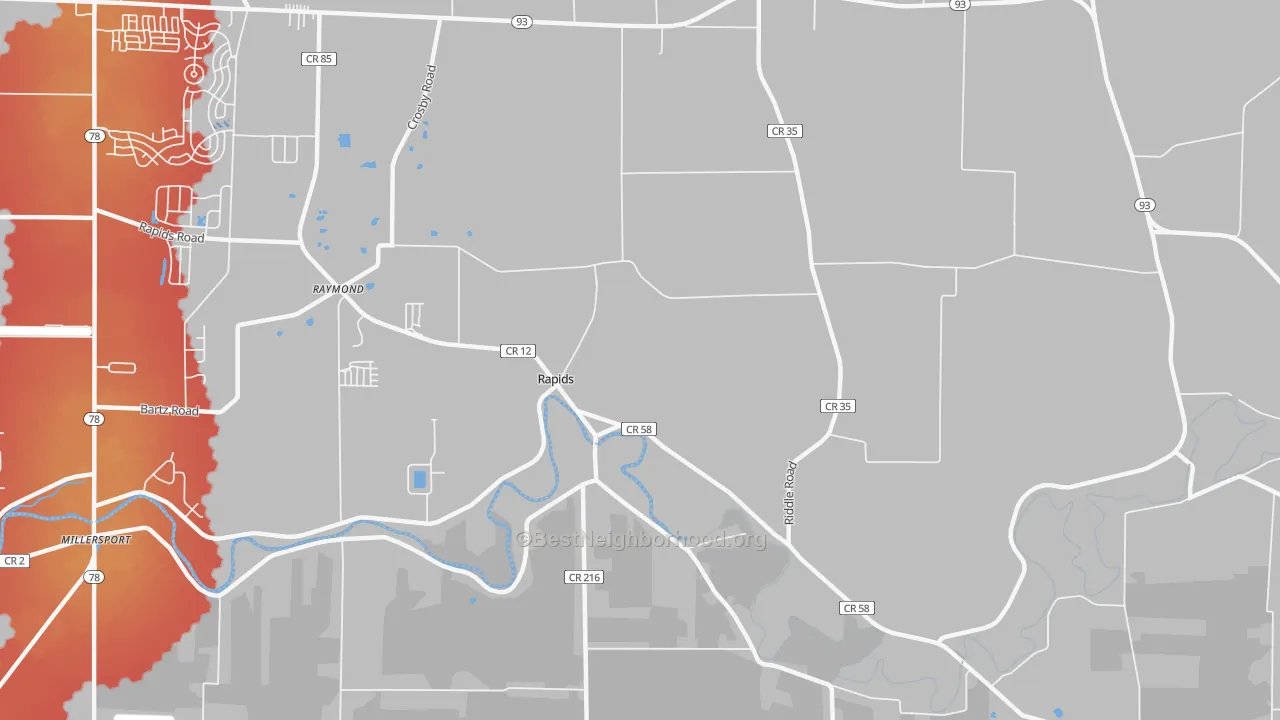Transit Grade map of Rapids, NY