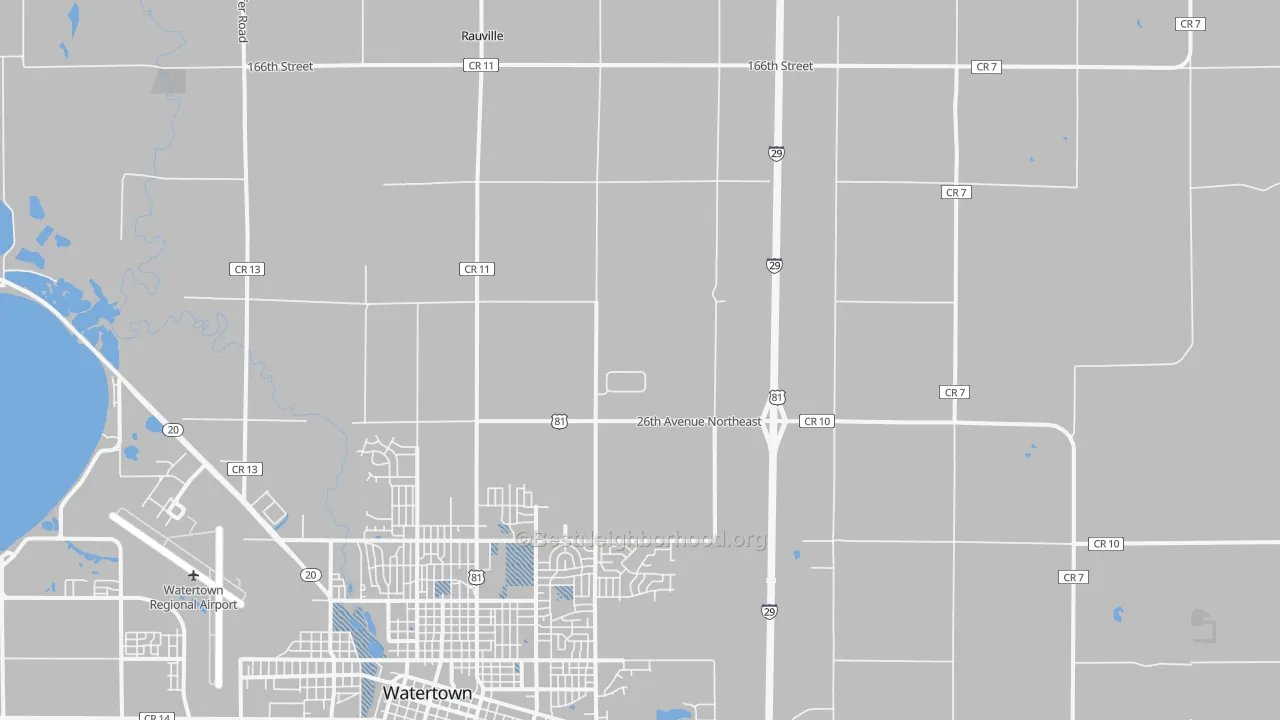 Transit Grade map of Rauville, SD