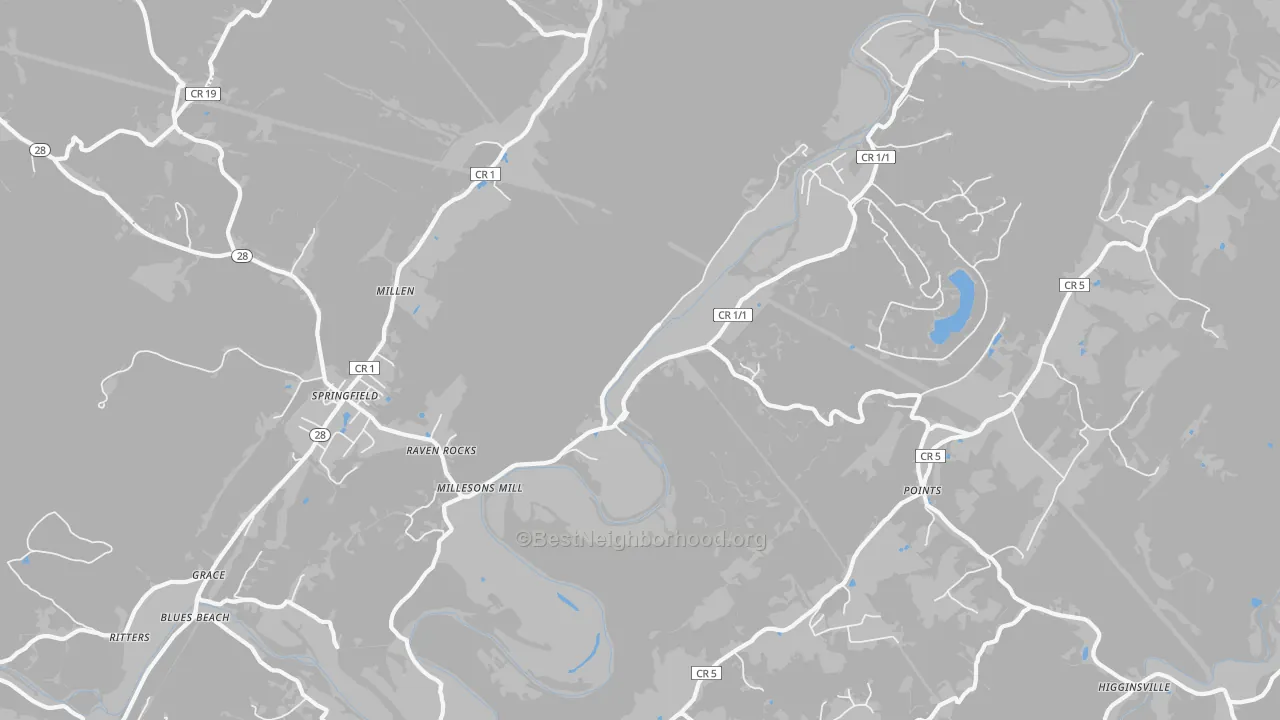 Transit Grade map of Raven Rocks, WV
