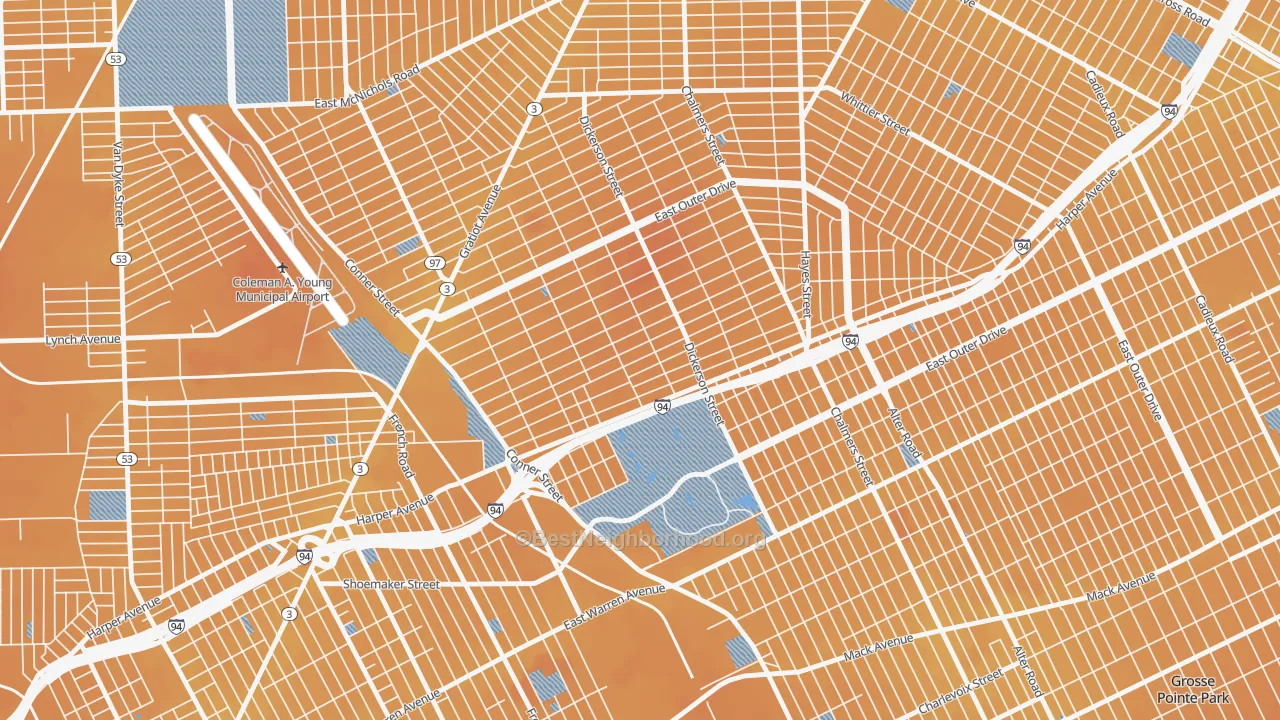 Transit Grade map of Ravendale, Detroit, MI