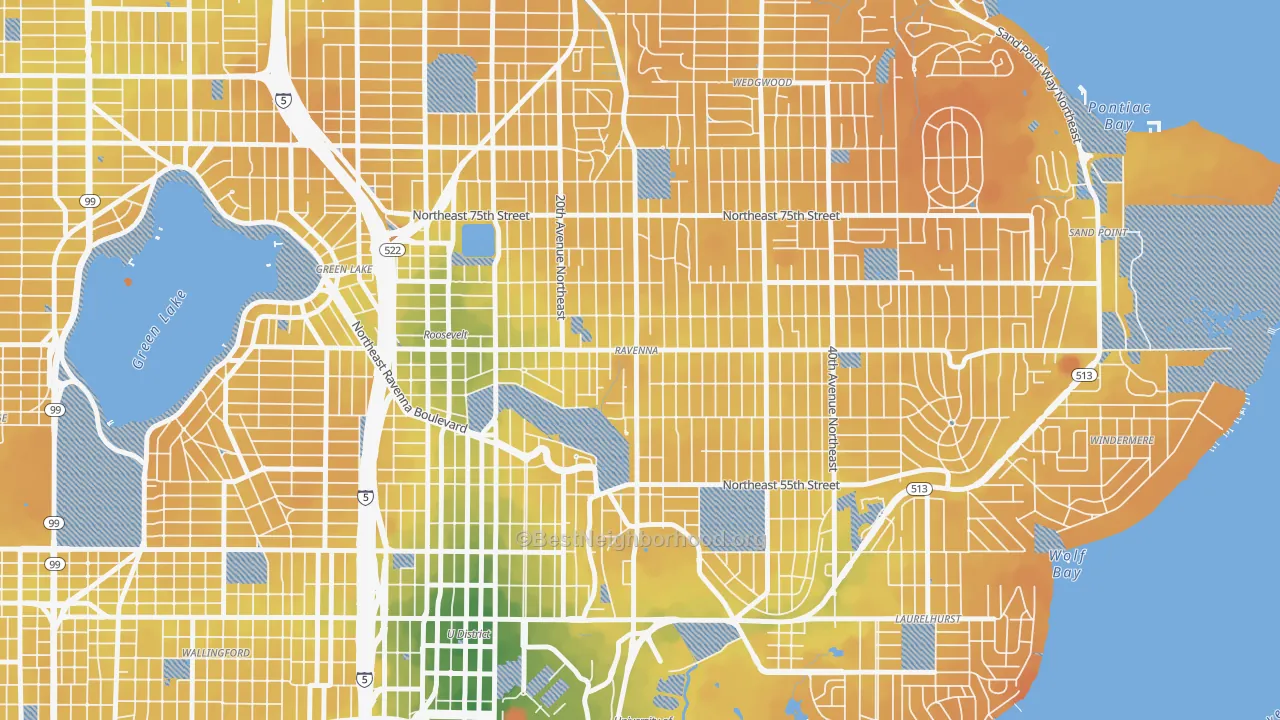 Transit Grade map of Ravenna, Seattle, WA