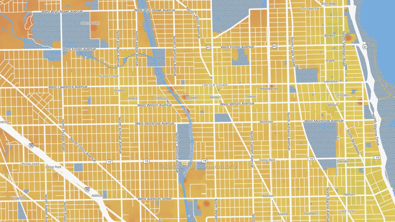 Transit Grade map of Ravenswood Gardens, Chicago, IL